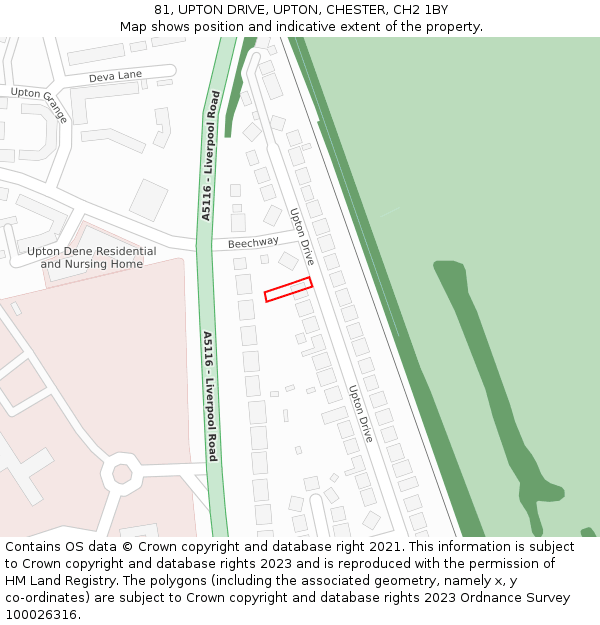 81, UPTON DRIVE, UPTON, CHESTER, CH2 1BY: Location map and indicative extent of plot