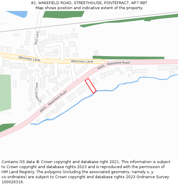 81, WAKEFIELD ROAD, STREETHOUSE, PONTEFRACT, WF7 6BT: Location map and indicative extent of plot