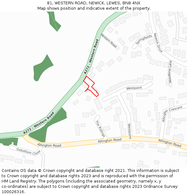 81, WESTERN ROAD, NEWICK, LEWES, BN8 4NX: Location map and indicative extent of plot