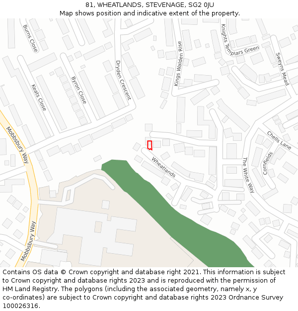 81, WHEATLANDS, STEVENAGE, SG2 0JU: Location map and indicative extent of plot