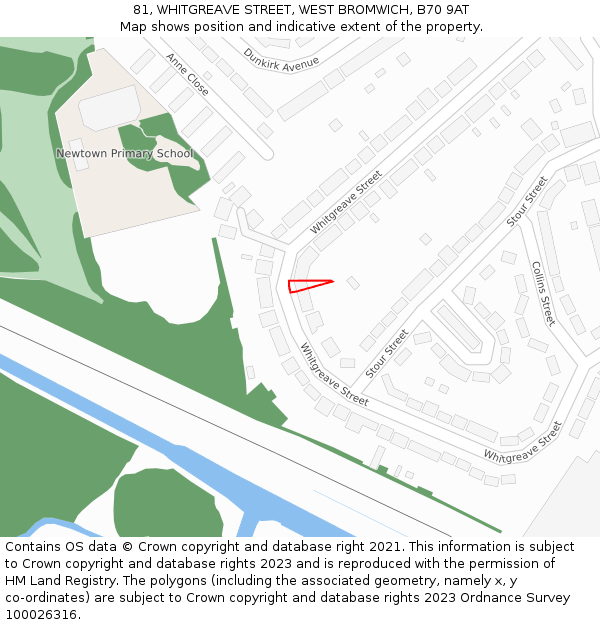 81, WHITGREAVE STREET, WEST BROMWICH, B70 9AT: Location map and indicative extent of plot