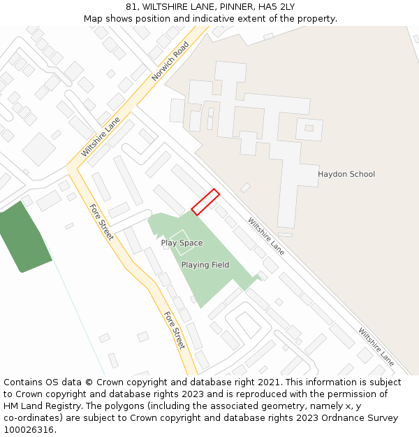 81, WILTSHIRE LANE, PINNER, HA5 2LY: Location map and indicative extent of plot