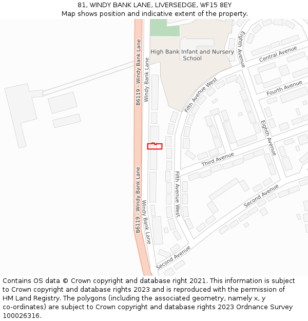 81, WINDY BANK LANE, LIVERSEDGE, WF15 8EY: Location map and indicative extent of plot