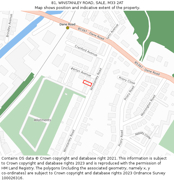 81, WINSTANLEY ROAD, SALE, M33 2AT: Location map and indicative extent of plot