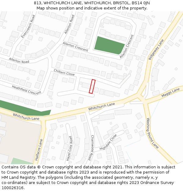 813, WHITCHURCH LANE, WHITCHURCH, BRISTOL, BS14 0JN: Location map and indicative extent of plot