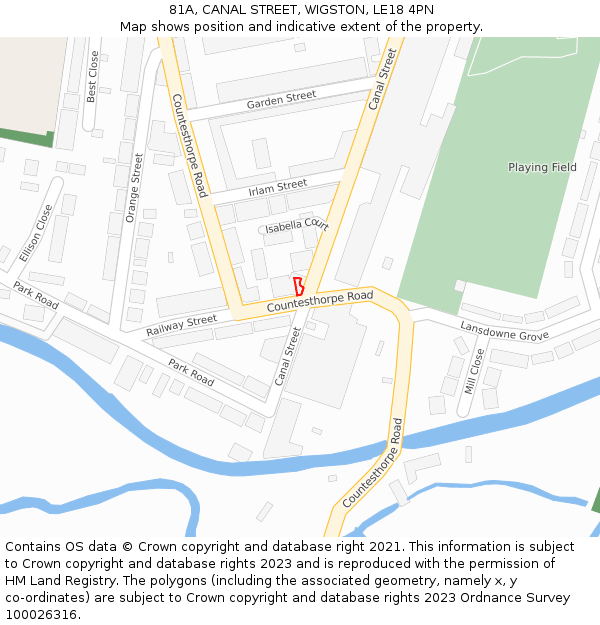 81A, CANAL STREET, WIGSTON, LE18 4PN: Location map and indicative extent of plot