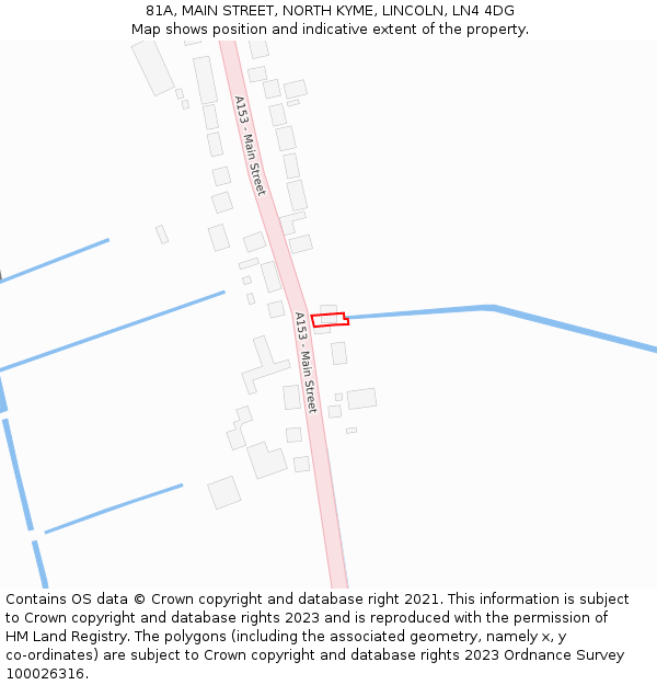 81A, MAIN STREET, NORTH KYME, LINCOLN, LN4 4DG: Location map and indicative extent of plot