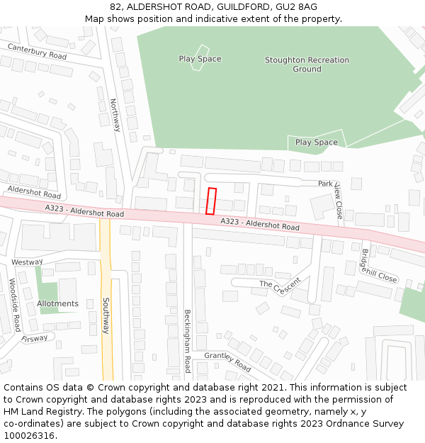 82, ALDERSHOT ROAD, GUILDFORD, GU2 8AG: Location map and indicative extent of plot