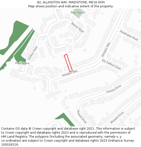 82, ALLINGTON WAY, MAIDSTONE, ME16 0HN: Location map and indicative extent of plot