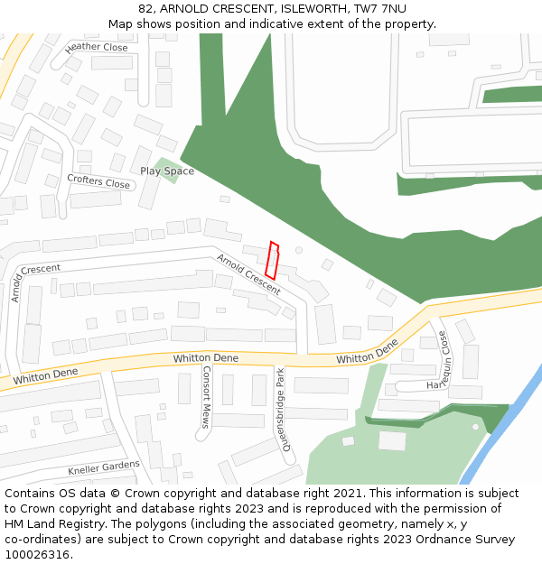 82, ARNOLD CRESCENT, ISLEWORTH, TW7 7NU: Location map and indicative extent of plot
