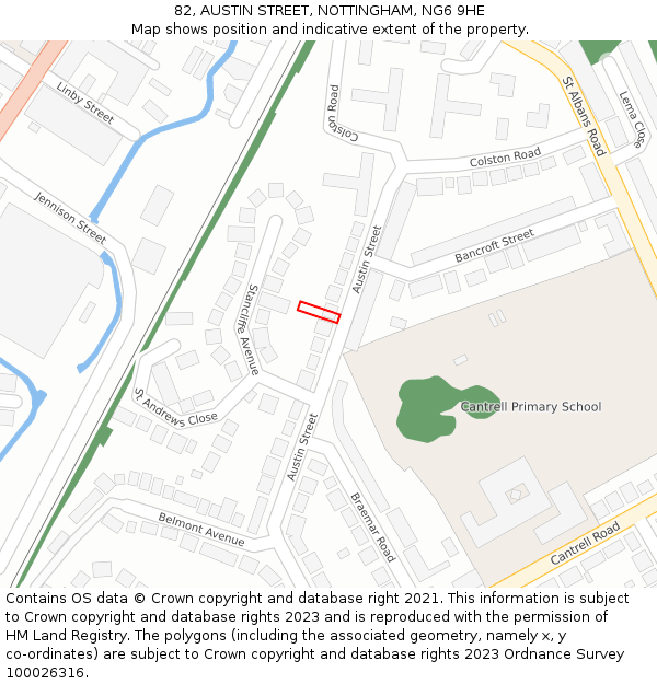 82, AUSTIN STREET, NOTTINGHAM, NG6 9HE: Location map and indicative extent of plot