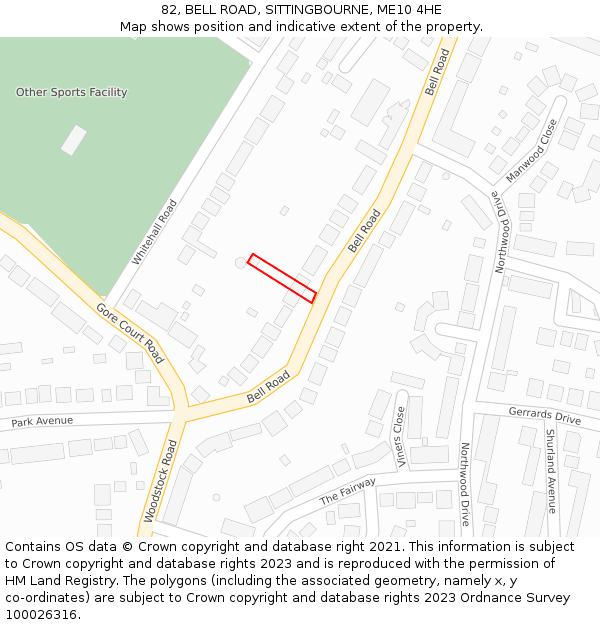 82, BELL ROAD, SITTINGBOURNE, ME10 4HE: Location map and indicative extent of plot