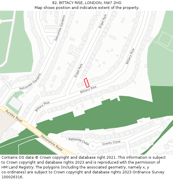 82, BITTACY RISE, LONDON, NW7 2HG: Location map and indicative extent of plot