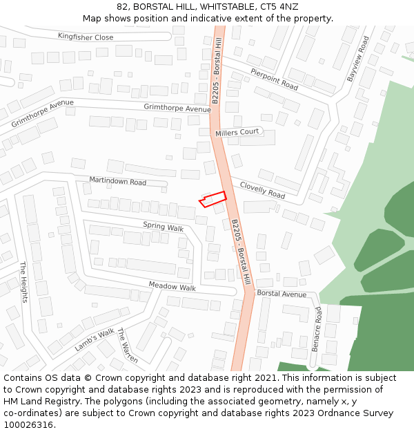82, BORSTAL HILL, WHITSTABLE, CT5 4NZ: Location map and indicative extent of plot