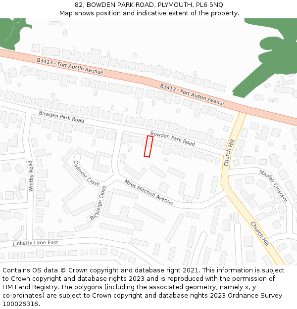 82, BOWDEN PARK ROAD, PLYMOUTH, PL6 5NQ: Location map and indicative extent of plot