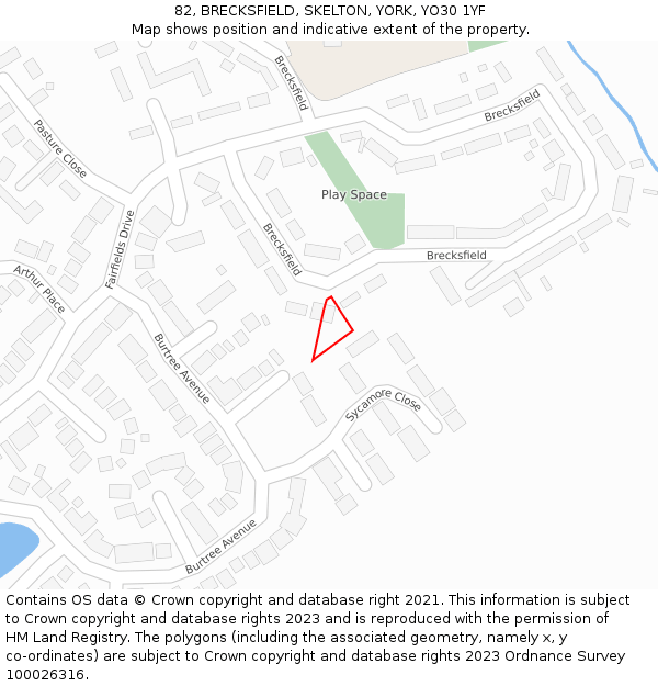 82, BRECKSFIELD, SKELTON, YORK, YO30 1YF: Location map and indicative extent of plot