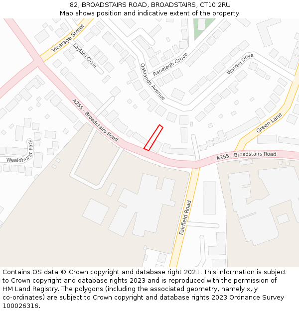 82, BROADSTAIRS ROAD, BROADSTAIRS, CT10 2RU: Location map and indicative extent of plot