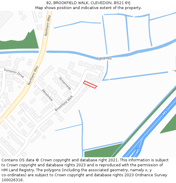 82, BROOKFIELD WALK, CLEVEDON, BS21 6YJ: Location map and indicative extent of plot