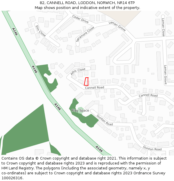 82, CANNELL ROAD, LODDON, NORWICH, NR14 6TP: Location map and indicative extent of plot