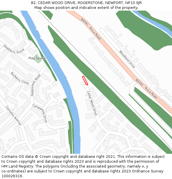 82, CEDAR WOOD DRIVE, ROGERSTONE, NEWPORT, NP10 9JR: Location map and indicative extent of plot