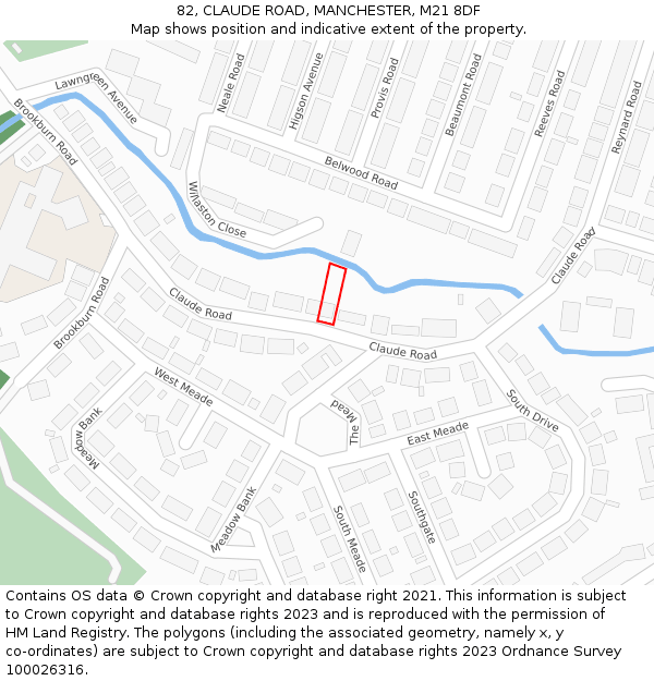 82, CLAUDE ROAD, MANCHESTER, M21 8DF: Location map and indicative extent of plot