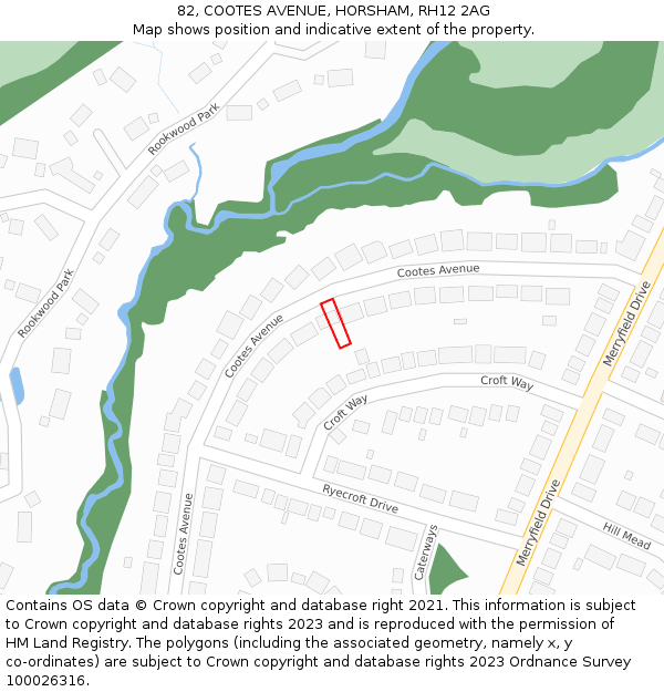 82, COOTES AVENUE, HORSHAM, RH12 2AG: Location map and indicative extent of plot