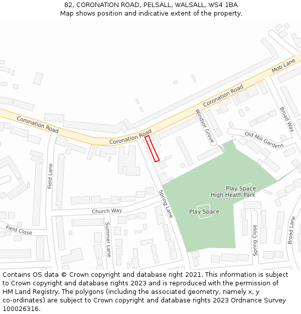 82, CORONATION ROAD, PELSALL, WALSALL, WS4 1BA: Location map and indicative extent of plot