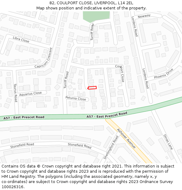 82, COULPORT CLOSE, LIVERPOOL, L14 2EL: Location map and indicative extent of plot