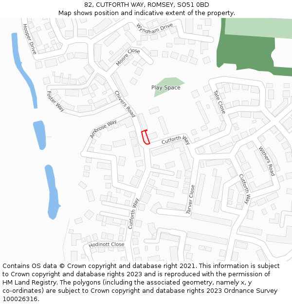 82, CUTFORTH WAY, ROMSEY, SO51 0BD: Location map and indicative extent of plot