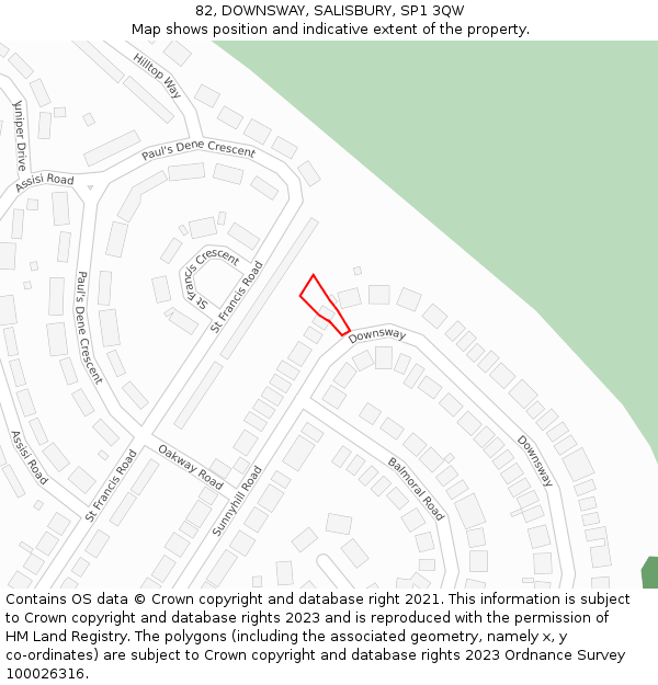 82, DOWNSWAY, SALISBURY, SP1 3QW: Location map and indicative extent of plot
