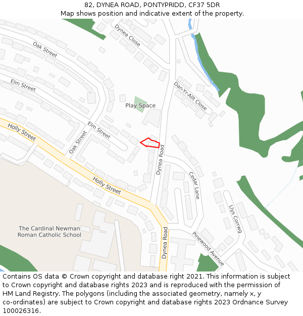 82, DYNEA ROAD, PONTYPRIDD, CF37 5DR: Location map and indicative extent of plot