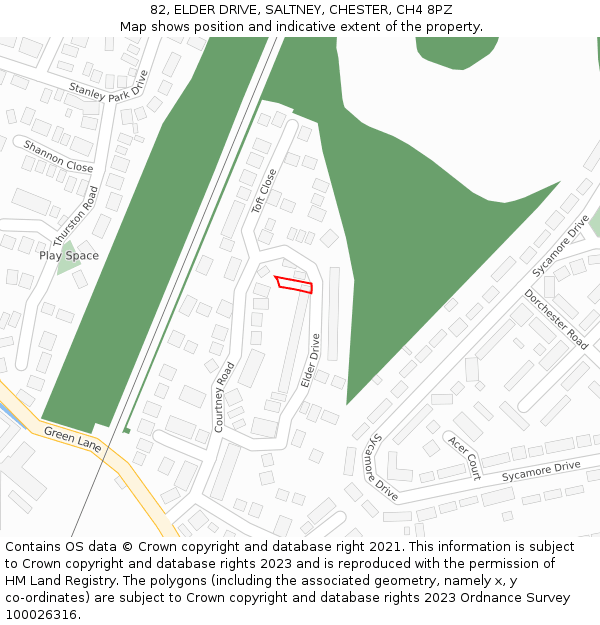 82, ELDER DRIVE, SALTNEY, CHESTER, CH4 8PZ: Location map and indicative extent of plot