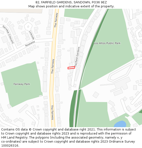 82, FAIRFIELD GARDENS, SANDOWN, PO36 9EZ: Location map and indicative extent of plot