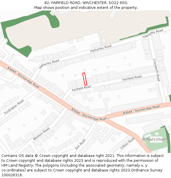 82, FAIRFIELD ROAD, WINCHESTER, SO22 6SG: Location map and indicative extent of plot