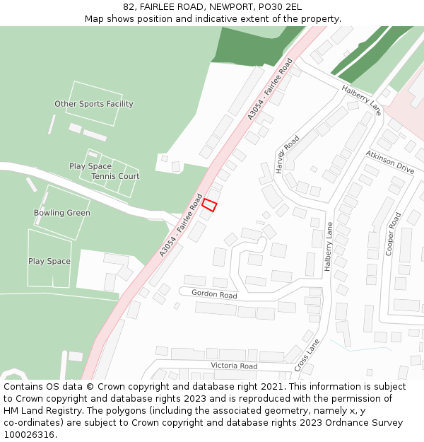 82, FAIRLEE ROAD, NEWPORT, PO30 2EL: Location map and indicative extent of plot