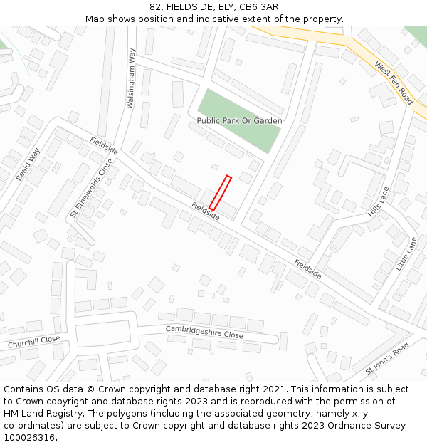 82, FIELDSIDE, ELY, CB6 3AR: Location map and indicative extent of plot