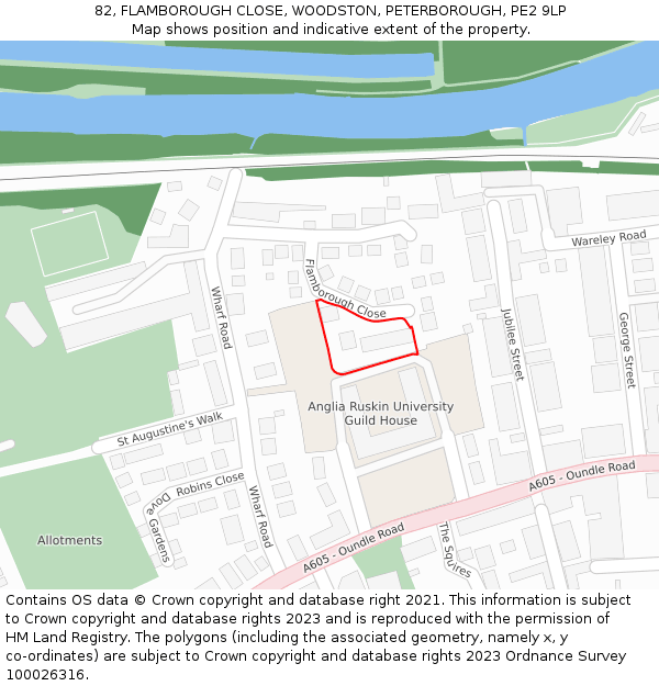 82, FLAMBOROUGH CLOSE, WOODSTON, PETERBOROUGH, PE2 9LP: Location map and indicative extent of plot