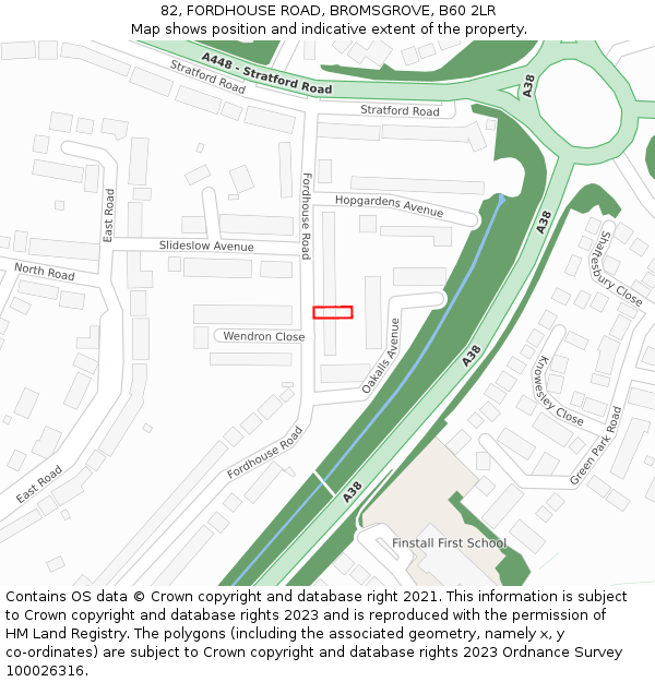 82, FORDHOUSE ROAD, BROMSGROVE, B60 2LR: Location map and indicative extent of plot