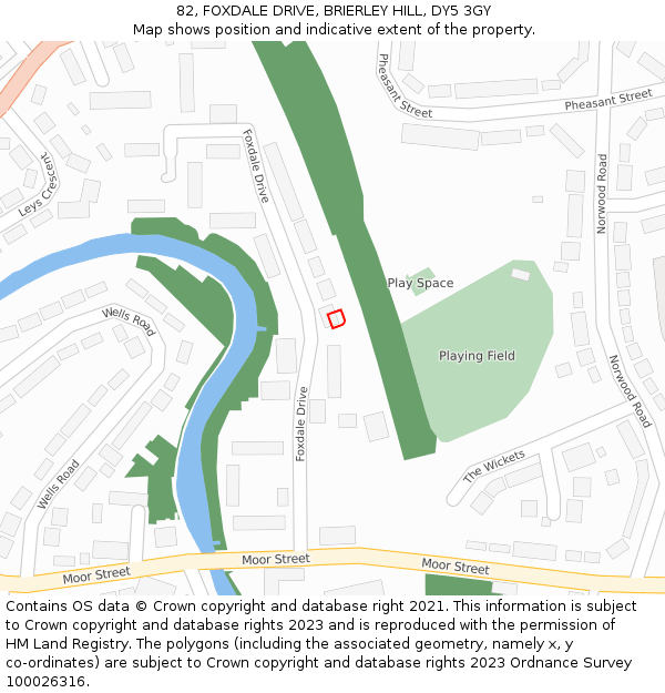 82, FOXDALE DRIVE, BRIERLEY HILL, DY5 3GY: Location map and indicative extent of plot