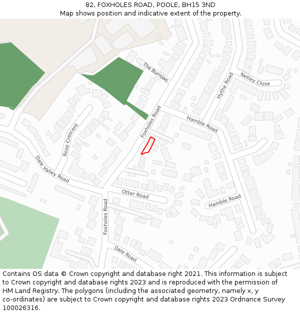 82, FOXHOLES ROAD, POOLE, BH15 3ND: Location map and indicative extent of plot