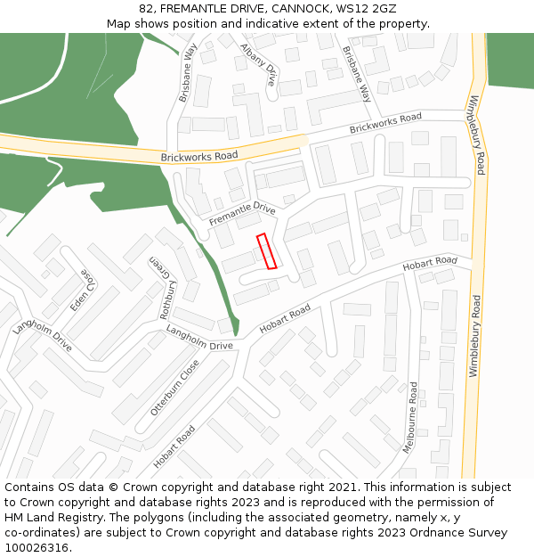 82, FREMANTLE DRIVE, CANNOCK, WS12 2GZ: Location map and indicative extent of plot