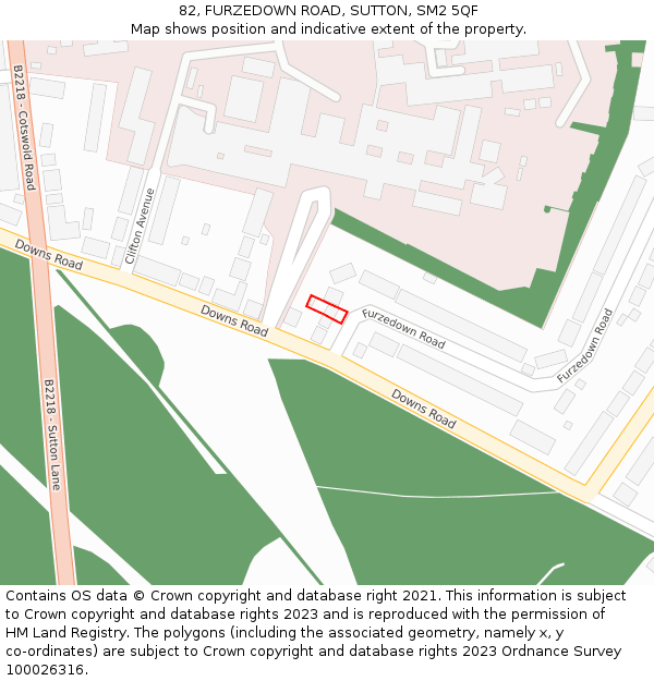 82, FURZEDOWN ROAD, SUTTON, SM2 5QF: Location map and indicative extent of plot