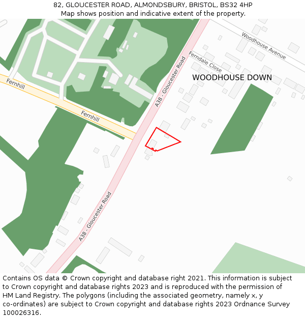 82, GLOUCESTER ROAD, ALMONDSBURY, BRISTOL, BS32 4HP: Location map and indicative extent of plot