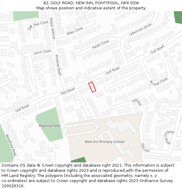 82, GOLF ROAD, NEW INN, PONTYPOOL, NP4 0QW: Location map and indicative extent of plot