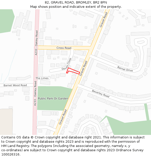 82, GRAVEL ROAD, BROMLEY, BR2 8PN: Location map and indicative extent of plot