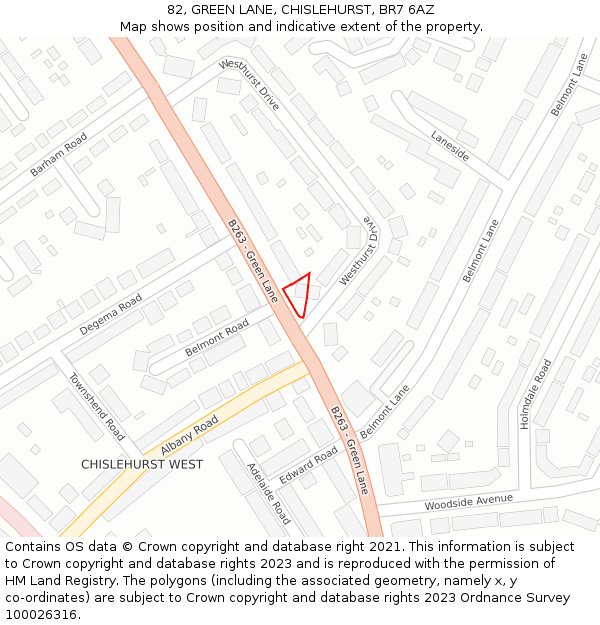 82, GREEN LANE, CHISLEHURST, BR7 6AZ: Location map and indicative extent of plot