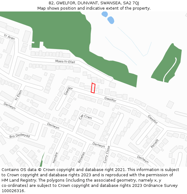 82, GWELFOR, DUNVANT, SWANSEA, SA2 7QJ: Location map and indicative extent of plot