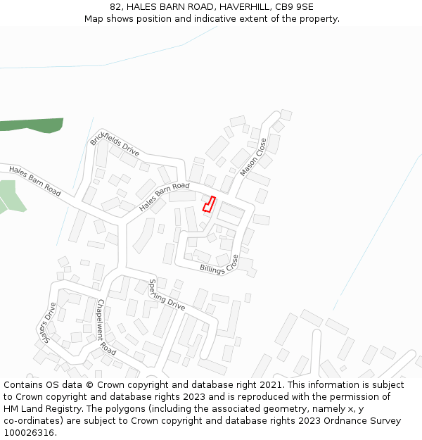 82, HALES BARN ROAD, HAVERHILL, CB9 9SE: Location map and indicative extent of plot