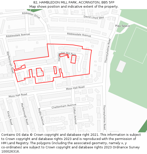 82, HAMBLEDON MILL PARK, ACCRINGTON, BB5 5FP: Location map and indicative extent of plot