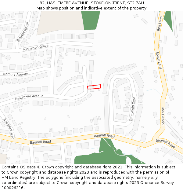 82, HASLEMERE AVENUE, STOKE-ON-TRENT, ST2 7AU: Location map and indicative extent of plot